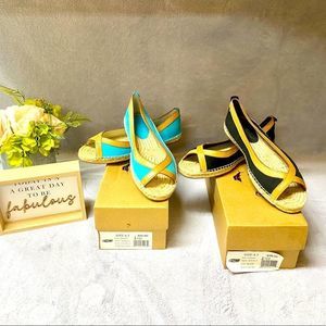 NWT lot of Tommy Bahama peep toe flats. Both size 8.5